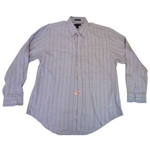 Lands' End Men's Plaid Button Down‎ Long Sleeve Shirt Purple 17.5-35